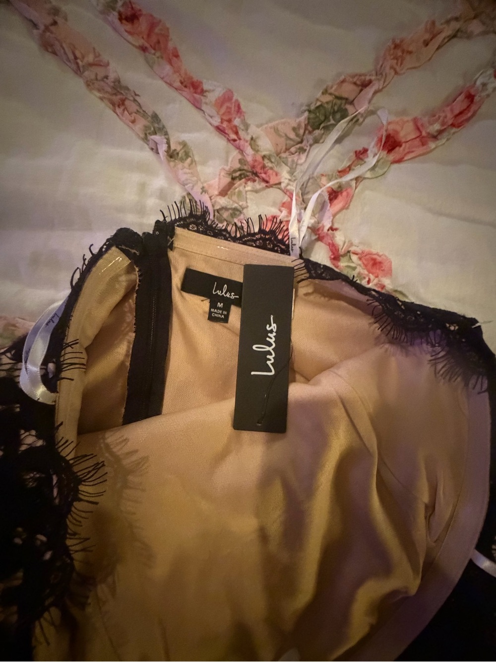 Lulu's Black Lace Strapless Mini Dress with Nude Underlay - Picture 4 of 10